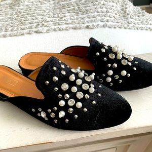 Embellished Black Mules
